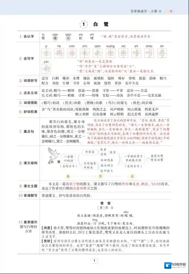 状元语文笔记年级上册