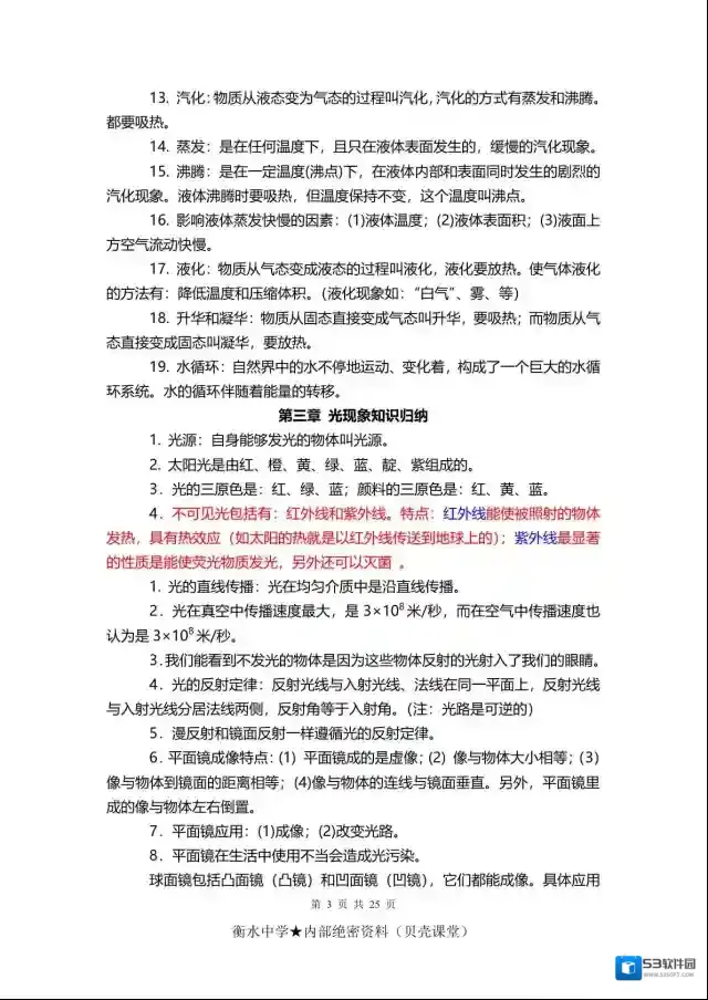 初中物理考点